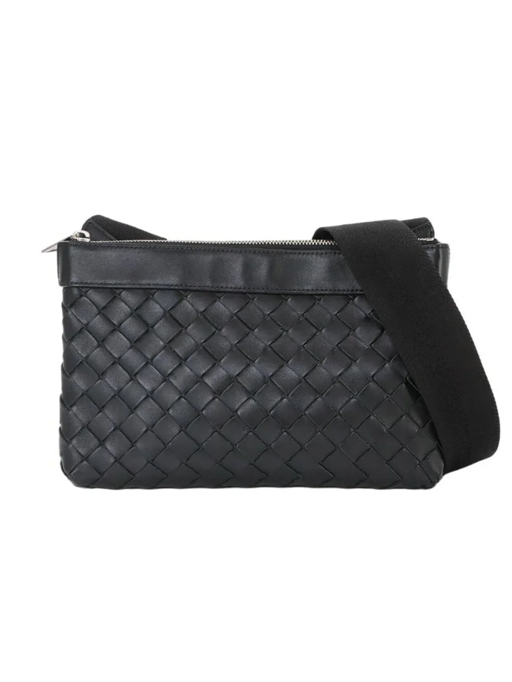 Bottega Veneta Classic Intrecciato Duo Shoulder Messenger Bag Leather